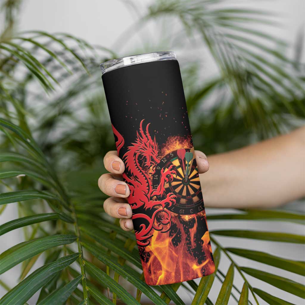 Wales Darts Skinny Tumbler Cymru Dragon Gem Ymlaen Flaming Vibes - Wonder Print Shop