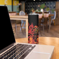 Wales Darts Skinny Tumbler Cymru Dragon Gem Ymlaen Flaming Vibes - Wonder Print Shop