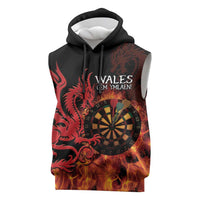 Wales Darts Sleeveless Hoodie Cymru Dragon Gem Ymlaen Flaming Vibes - Wonder Print Shop