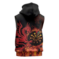 Wales Darts Sleeveless Hoodie Cymru Dragon Gem Ymlaen Flaming Vibes - Wonder Print Shop