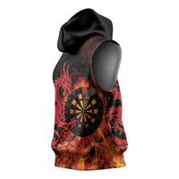 Wales Darts Sleeveless Hoodie Cymru Dragon Gem Ymlaen Flaming Vibes - Wonder Print Shop