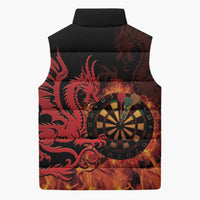 Wales Darts Sleeveless Puffer Jacket Cymru Dragon Gem Ymlaen Flaming Vibes - Wonder Print Shop