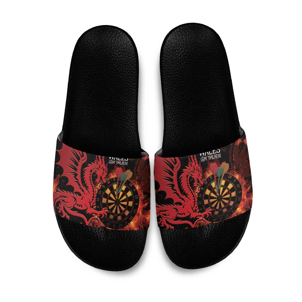 Wales Darts Slide Sandals Cymru Dragon Gem Ymlaen Flaming Vibes - Wonder Print Shop