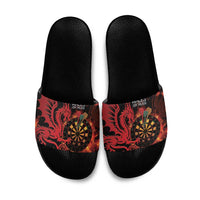 Wales Darts Slide Sandals Cymru Dragon Gem Ymlaen Flaming Vibes - Wonder Print Shop