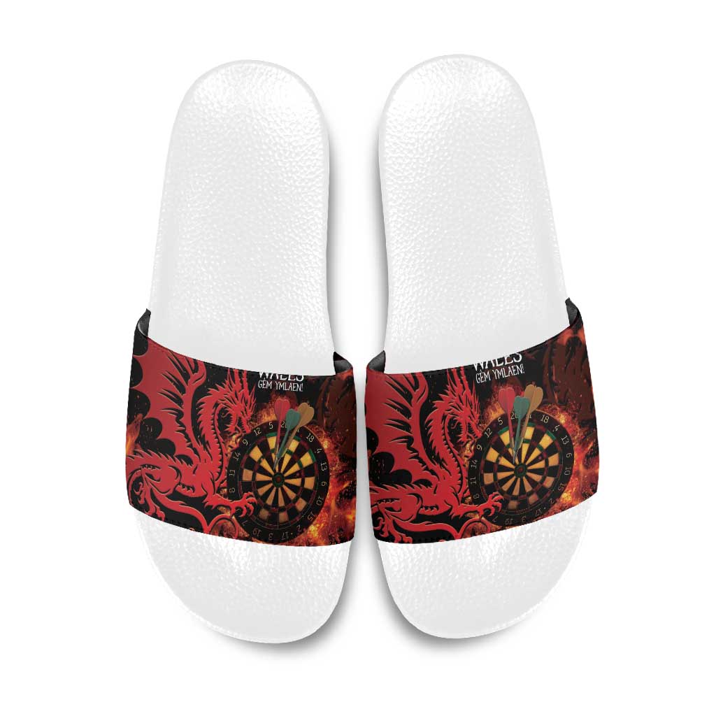Wales Darts Slide Sandals Cymru Dragon Gem Ymlaen Flaming Vibes - Wonder Print Shop