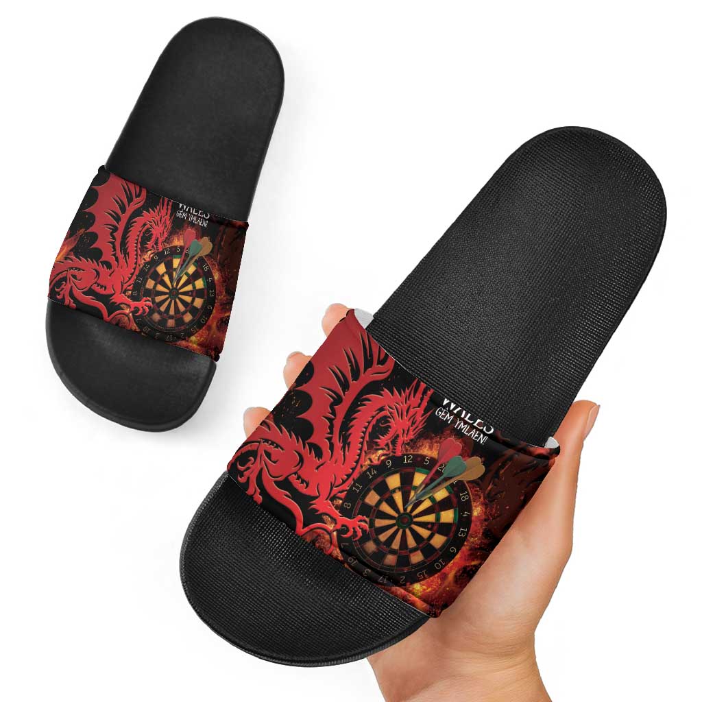 Wales Darts Slide Sandals Cymru Dragon Gem Ymlaen Flaming Vibes - Wonder Print Shop