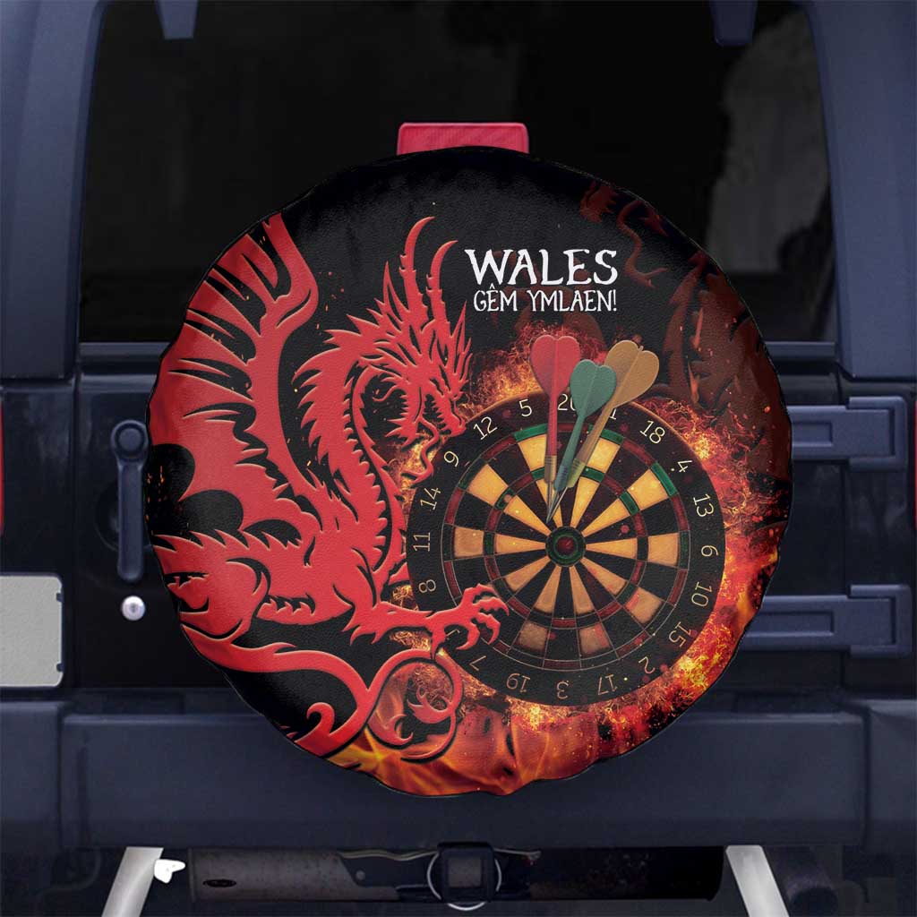 Wales Darts Spare Tire Cover Cymru Dragon Gem Ymlaen Flaming Vibes - Wonder Print Shop