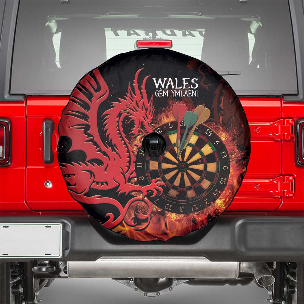 Wales Darts Spare Tire Cover Cymru Dragon Gem Ymlaen Flaming Vibes - Wonder Print Shop