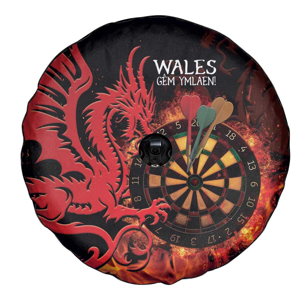Wales Darts Spare Tire Cover Cymru Dragon Gem Ymlaen Flaming Vibes - Wonder Print Shop
