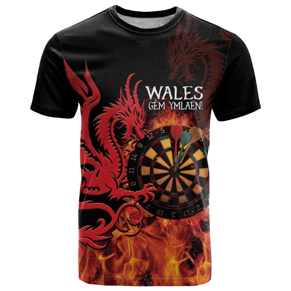 Wales Darts T Shirt Cymru Dragon Gem Ymlaen Flaming Vibes - Wonder Print Shop
