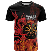 Wales Darts T Shirt Cymru Dragon Gem Ymlaen Flaming Vibes - Wonder Print Shop