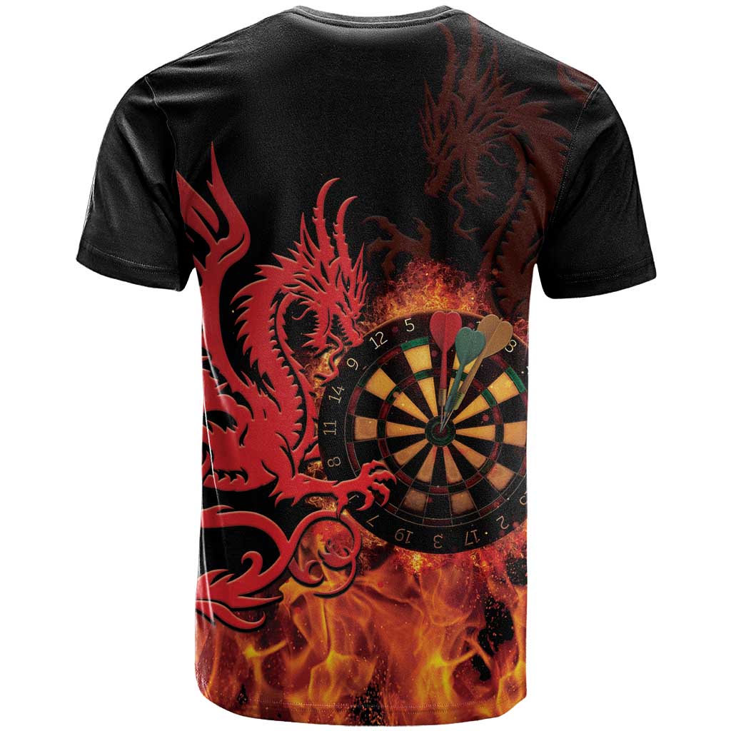 Wales Darts T Shirt Cymru Dragon Gem Ymlaen Flaming Vibes - Wonder Print Shop