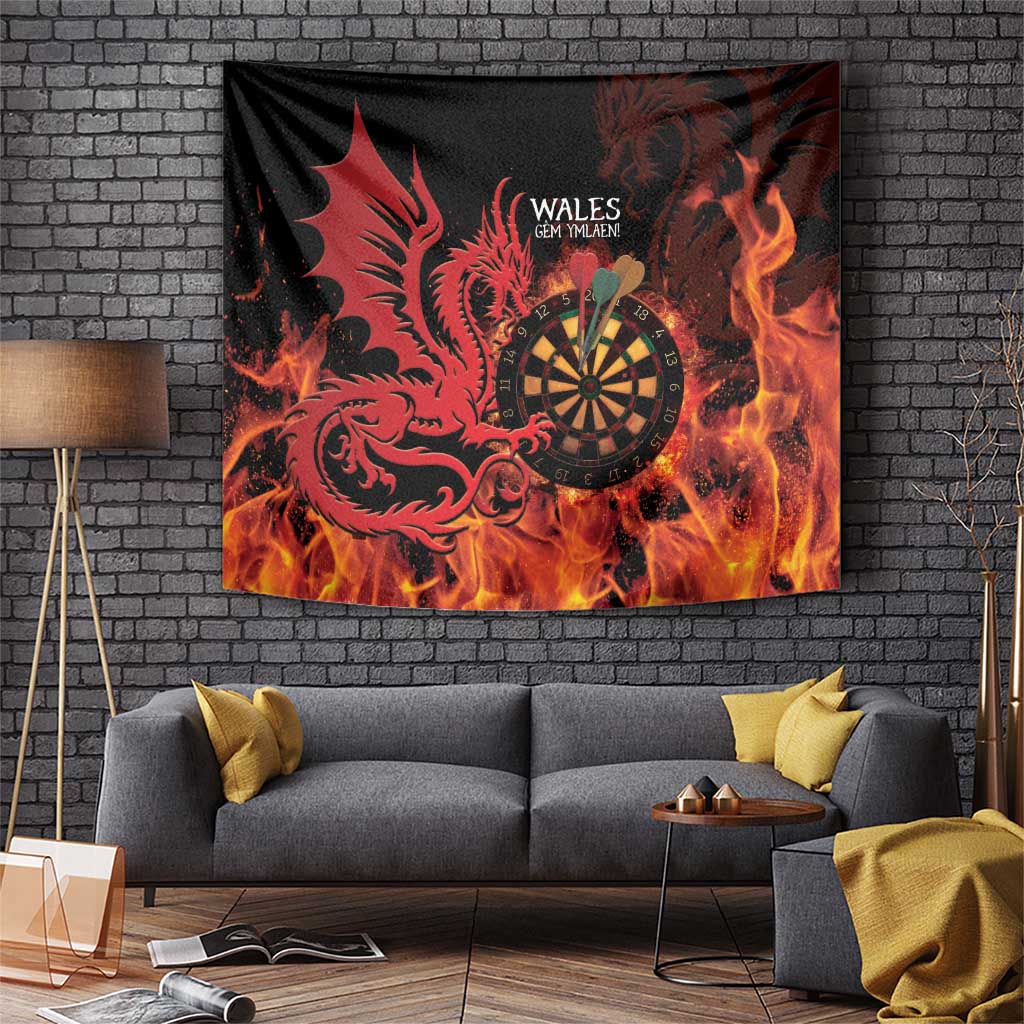 Wales Darts Tapestry Cymru Dragon Gem Ymlaen Flaming Vibes - Wonder Print Shop