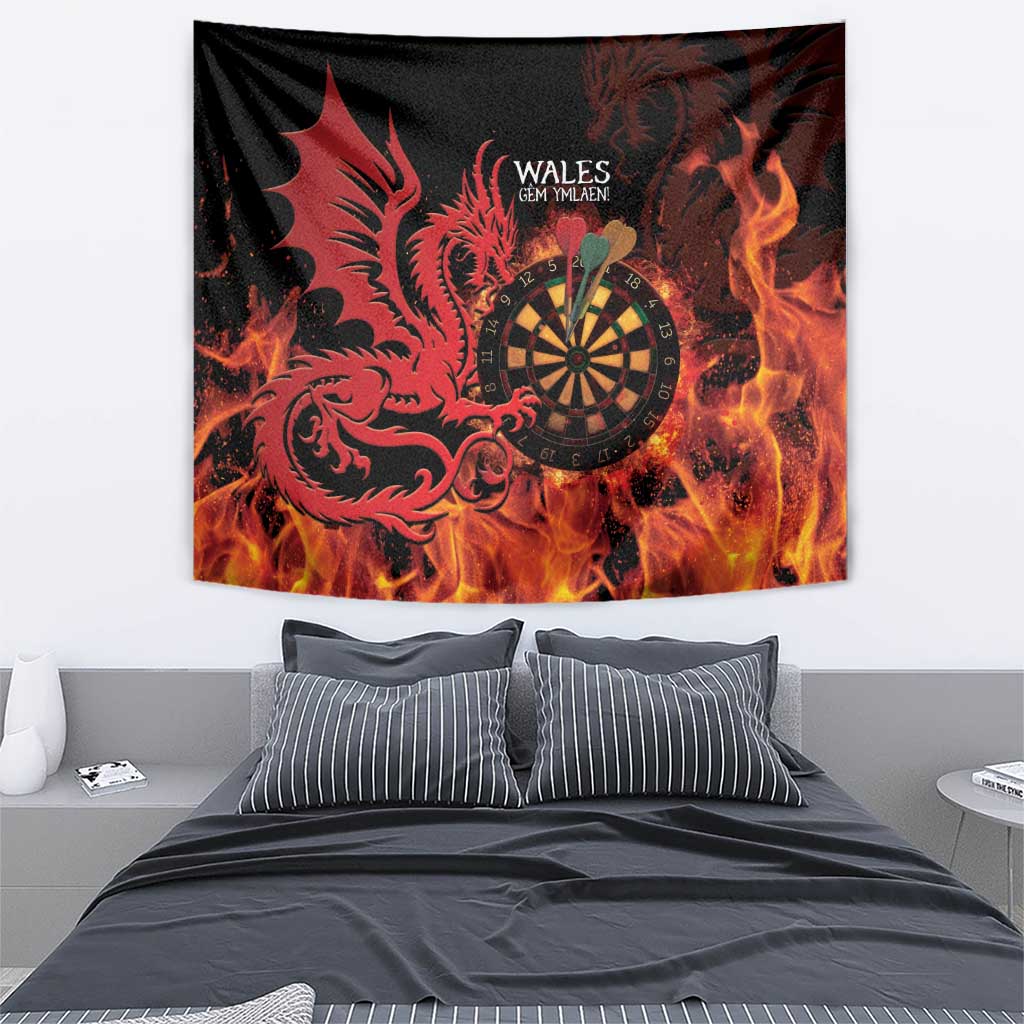 Wales Darts Tapestry Cymru Dragon Gem Ymlaen Flaming Vibes - Wonder Print Shop