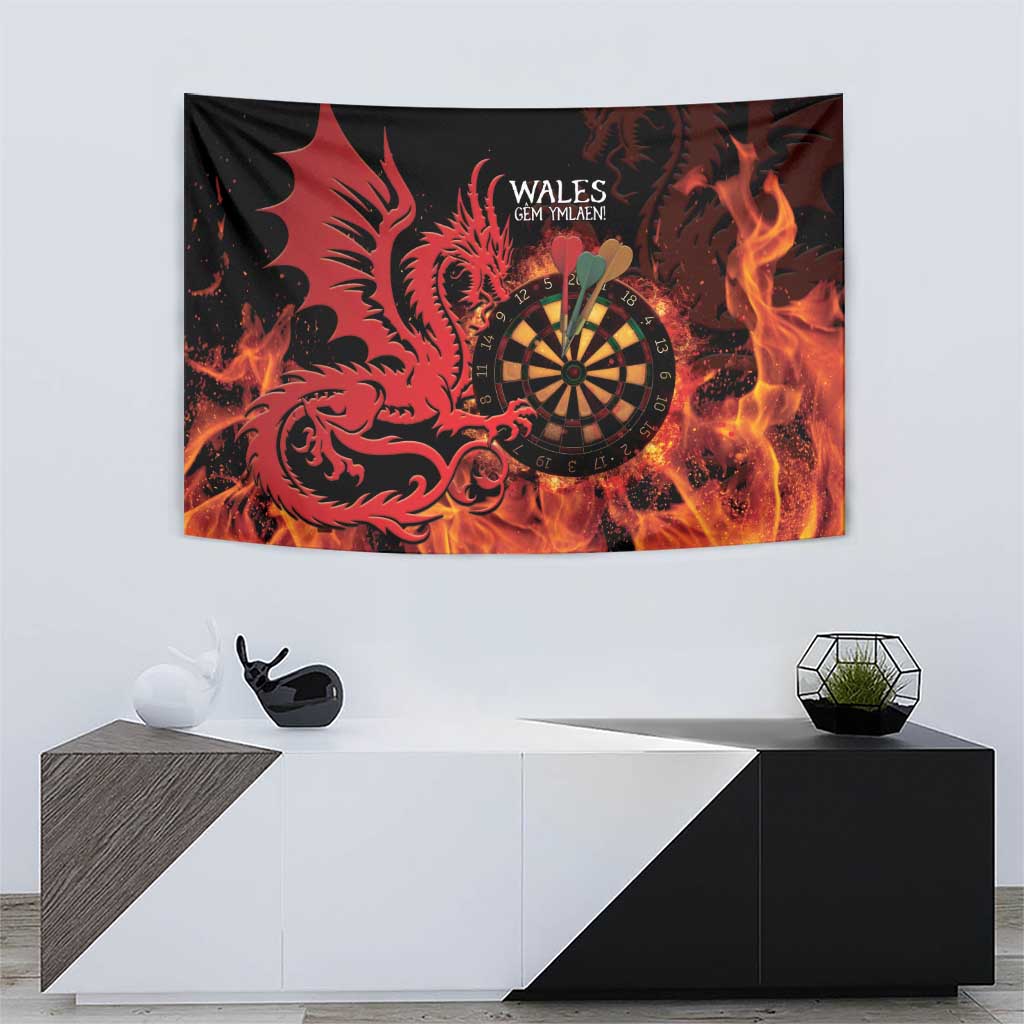 Wales Darts Tapestry Cymru Dragon Gem Ymlaen Flaming Vibes - Wonder Print Shop