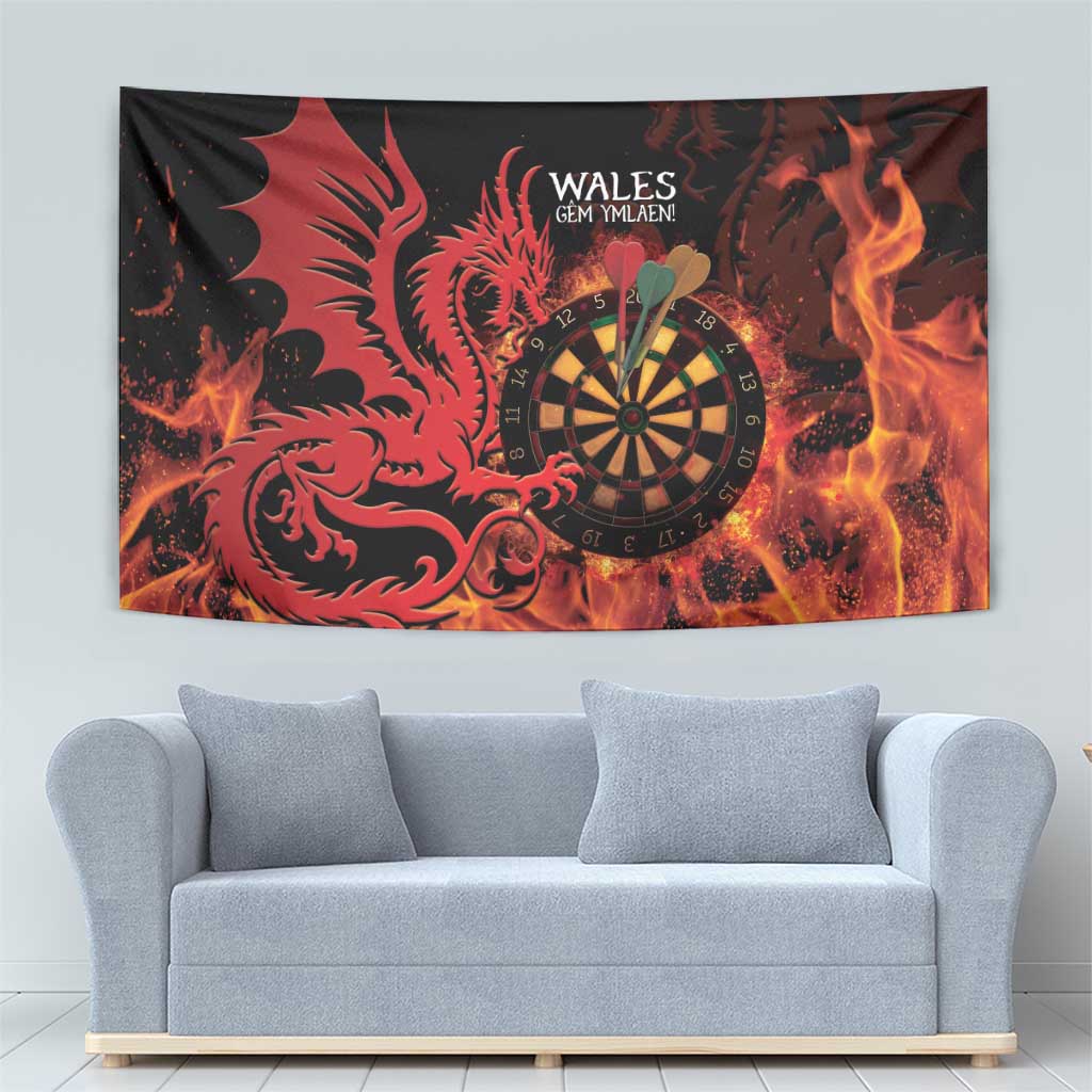 Wales Darts Tapestry Cymru Dragon Gem Ymlaen Flaming Vibes - Wonder Print Shop
