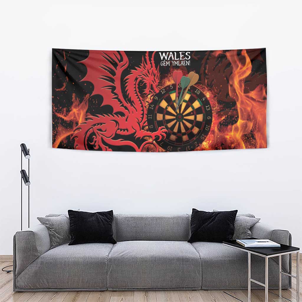 Wales Darts Tapestry Cymru Dragon Gem Ymlaen Flaming Vibes - Wonder Print Shop