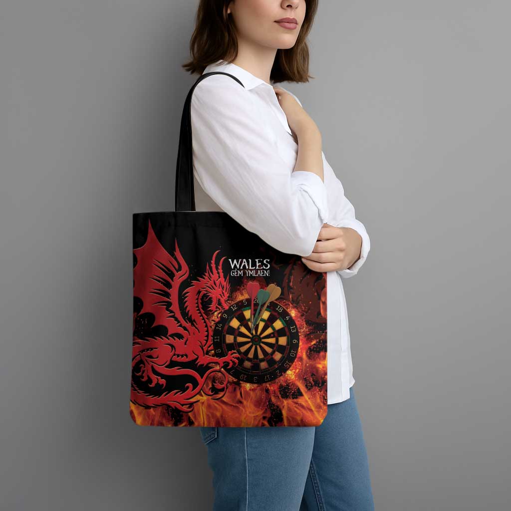 Wales Darts Tote Bag Cymru Dragon Gem Ymlaen Flaming Vibes - Wonder Print Shop