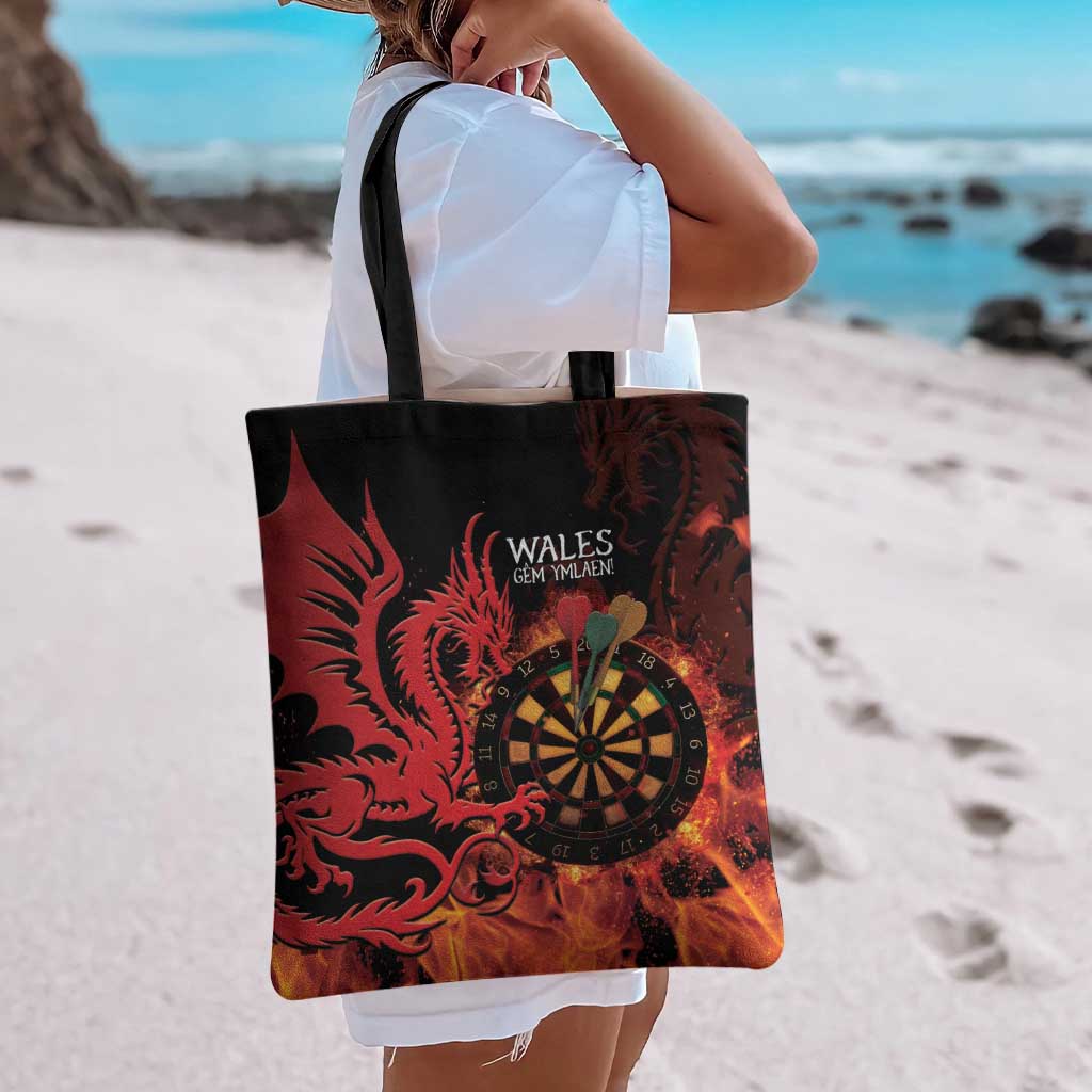 Wales Darts Tote Bag Cymru Dragon Gem Ymlaen Flaming Vibes - Wonder Print Shop