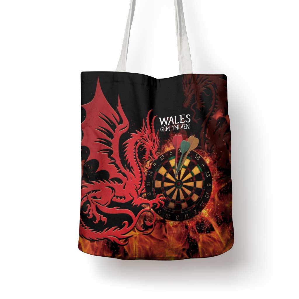 Wales Darts Tote Bag Cymru Dragon Gem Ymlaen Flaming Vibes - Wonder Print Shop