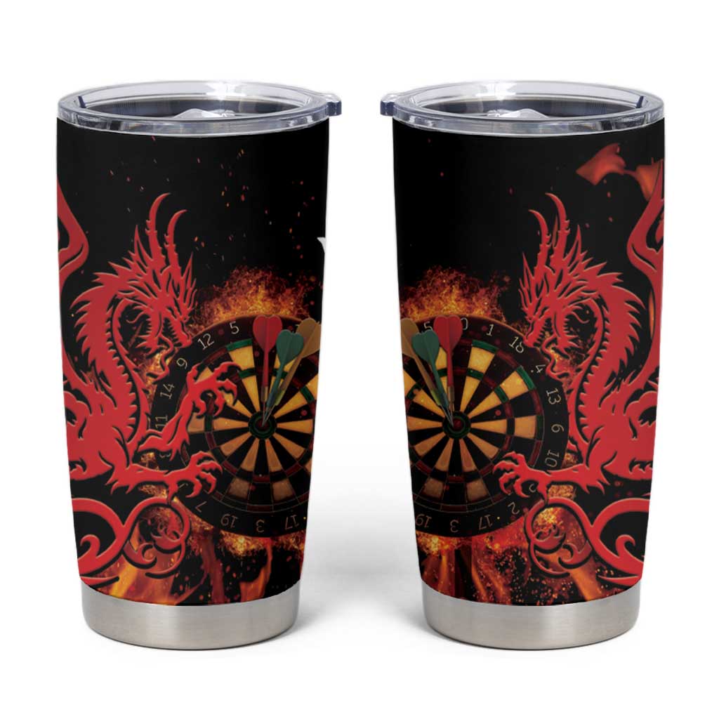 Wales Darts Tumbler Cup Cymru Dragon Gem Ymlaen Flaming Vibes - Wonder Print Shop