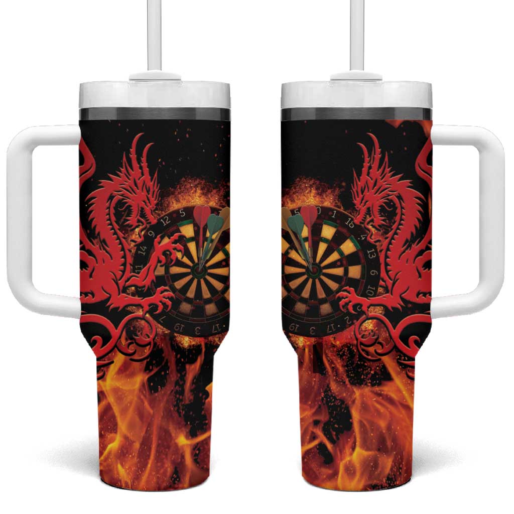 Wales Darts Tumbler With Handle Cymru Dragon Gem Ymlaen Flaming Vibes - Wonder Print Shop