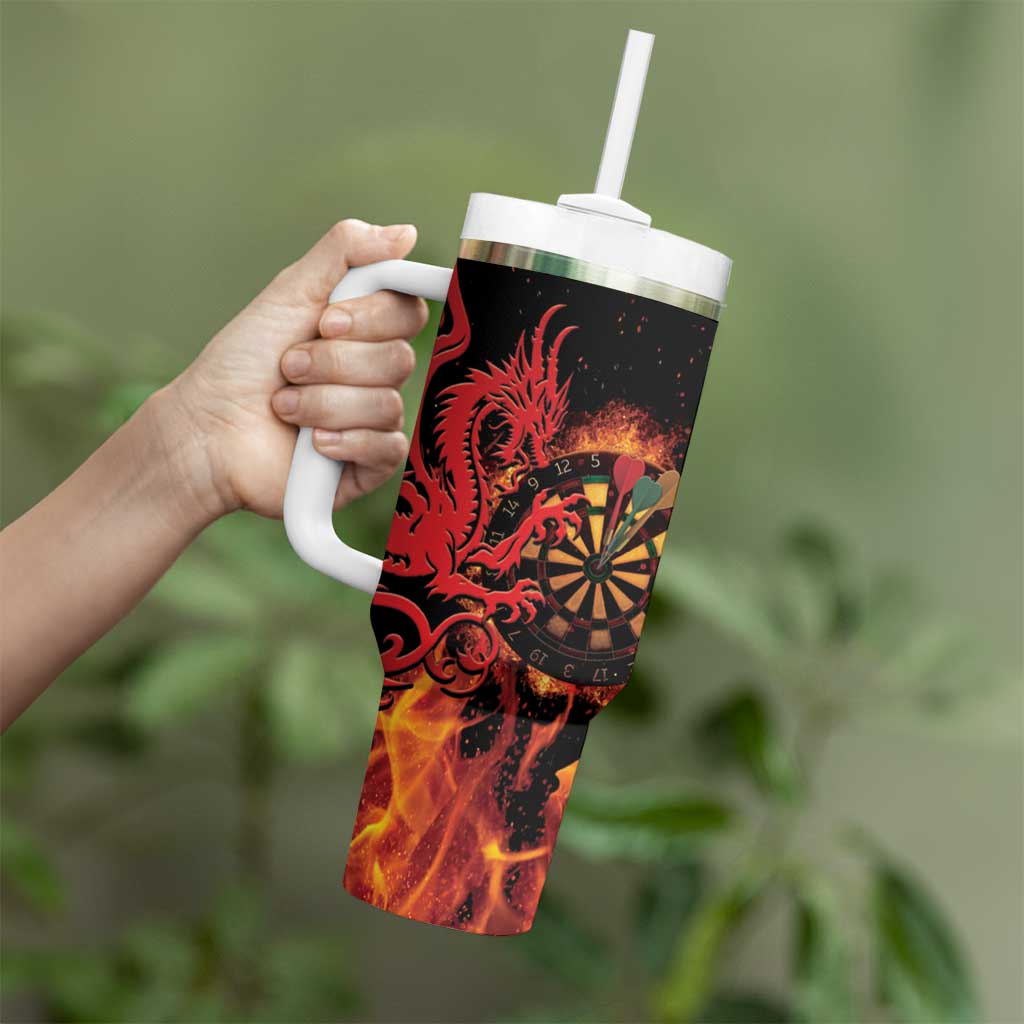 Wales Darts Tumbler With Handle Cymru Dragon Gem Ymlaen Flaming Vibes - Wonder Print Shop