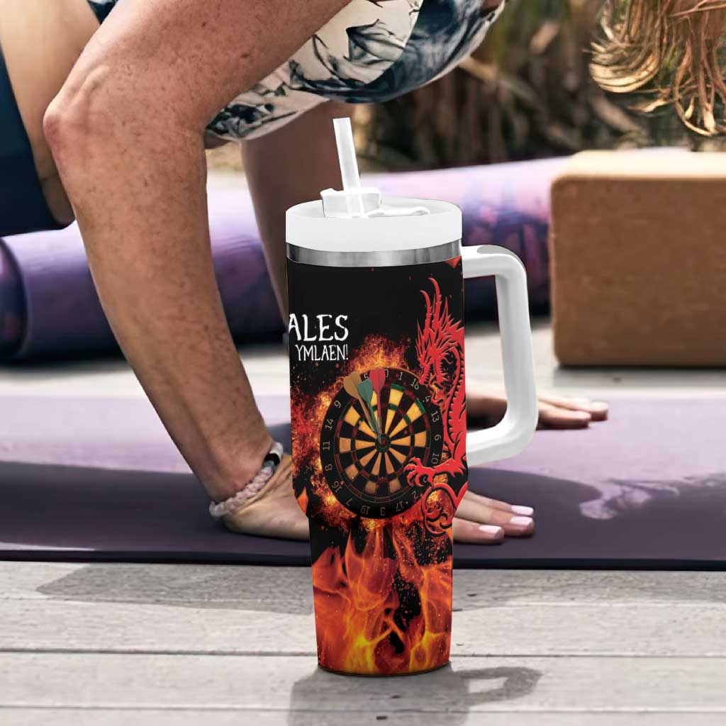 Wales Darts Tumbler With Handle Cymru Dragon Gem Ymlaen Flaming Vibes - Wonder Print Shop