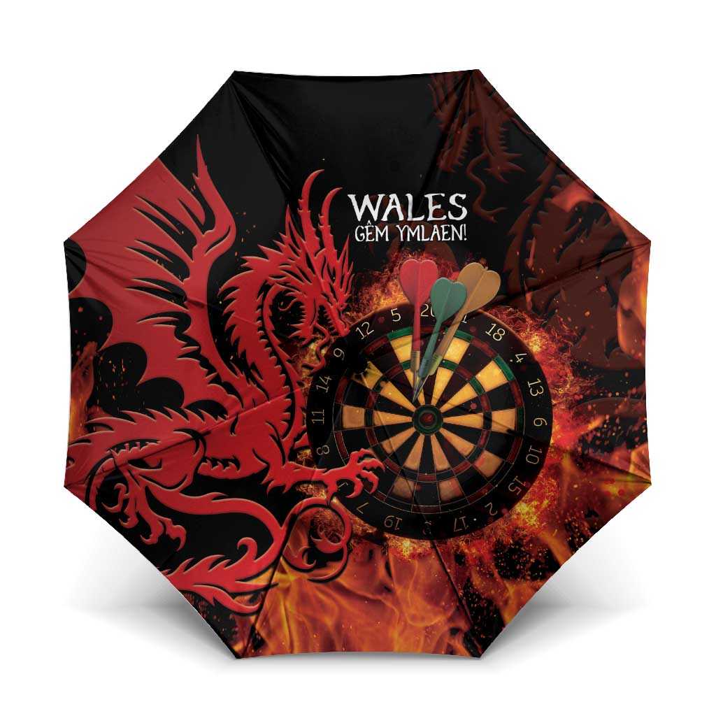 Wales Darts Umbrella Cymru Dragon Gem Ymlaen Flaming Vibes - Wonder Print Shop