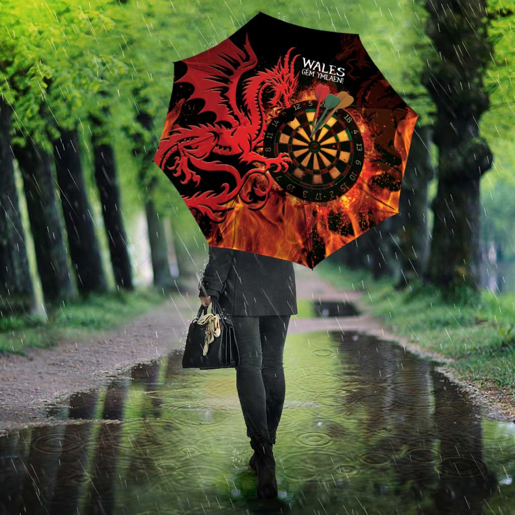 Wales Darts Umbrella Cymru Dragon Gem Ymlaen Flaming Vibes - Wonder Print Shop