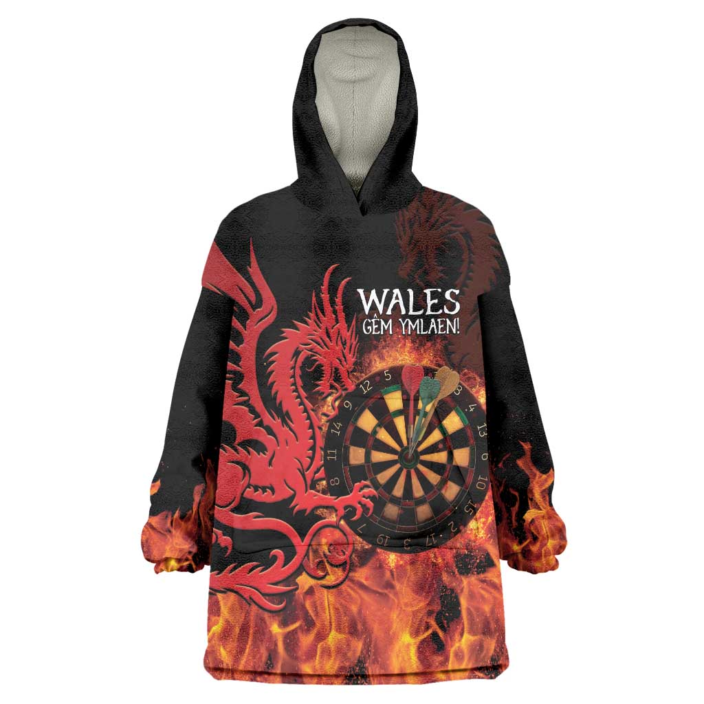 Wales Darts Wearable Blanket Hoodie Cymru Dragon Gem Ymlaen Flaming Vibes - Wonder Print Shop