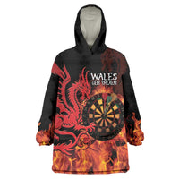 Wales Darts Wearable Blanket Hoodie Cymru Dragon Gem Ymlaen Flaming Vibes - Wonder Print Shop