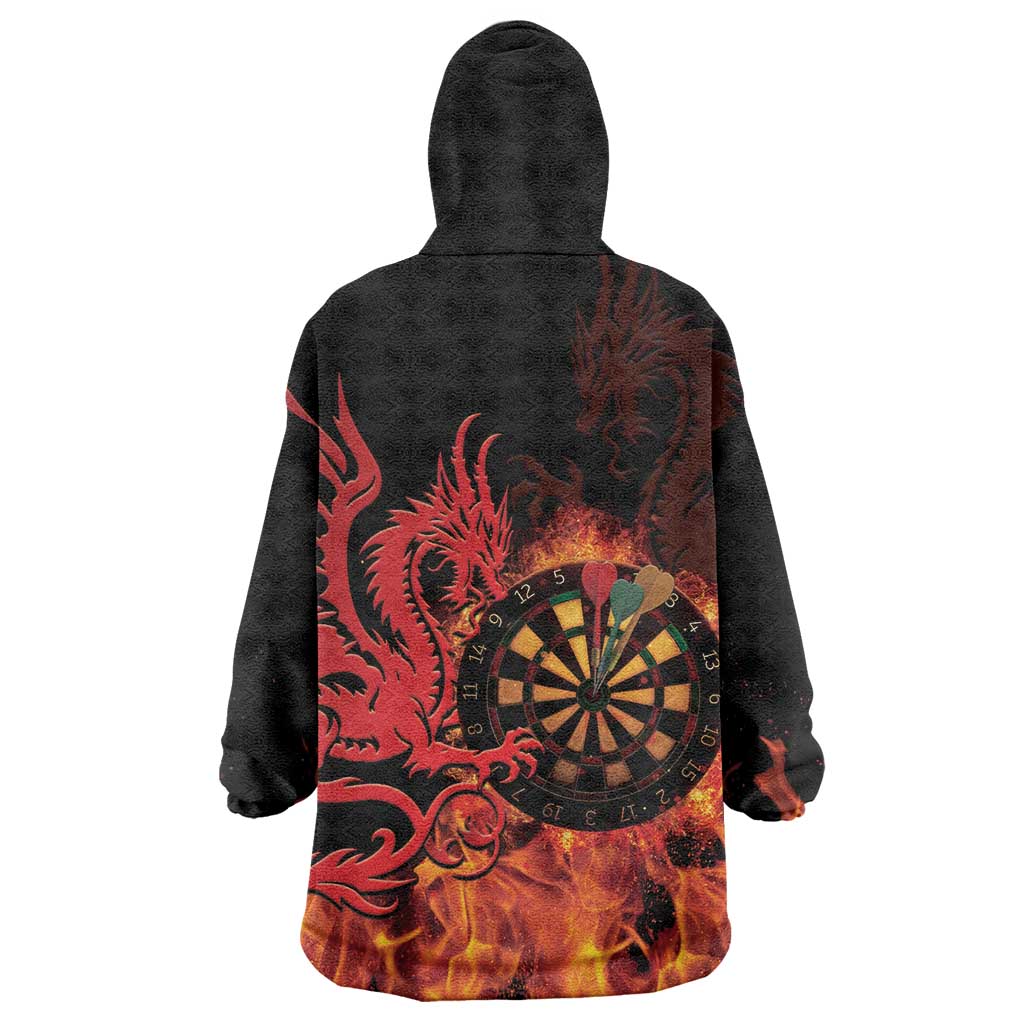 Wales Darts Wearable Blanket Hoodie Cymru Dragon Gem Ymlaen Flaming Vibes - Wonder Print Shop
