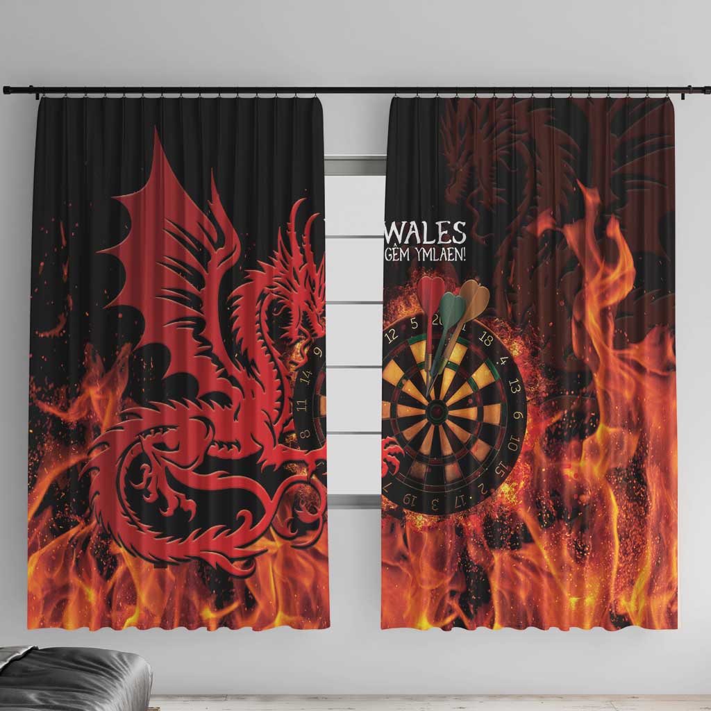 Wales Darts Window Curtain Cymru Dragon Gem Ymlaen Flaming Vibes - Wonder Print Shop