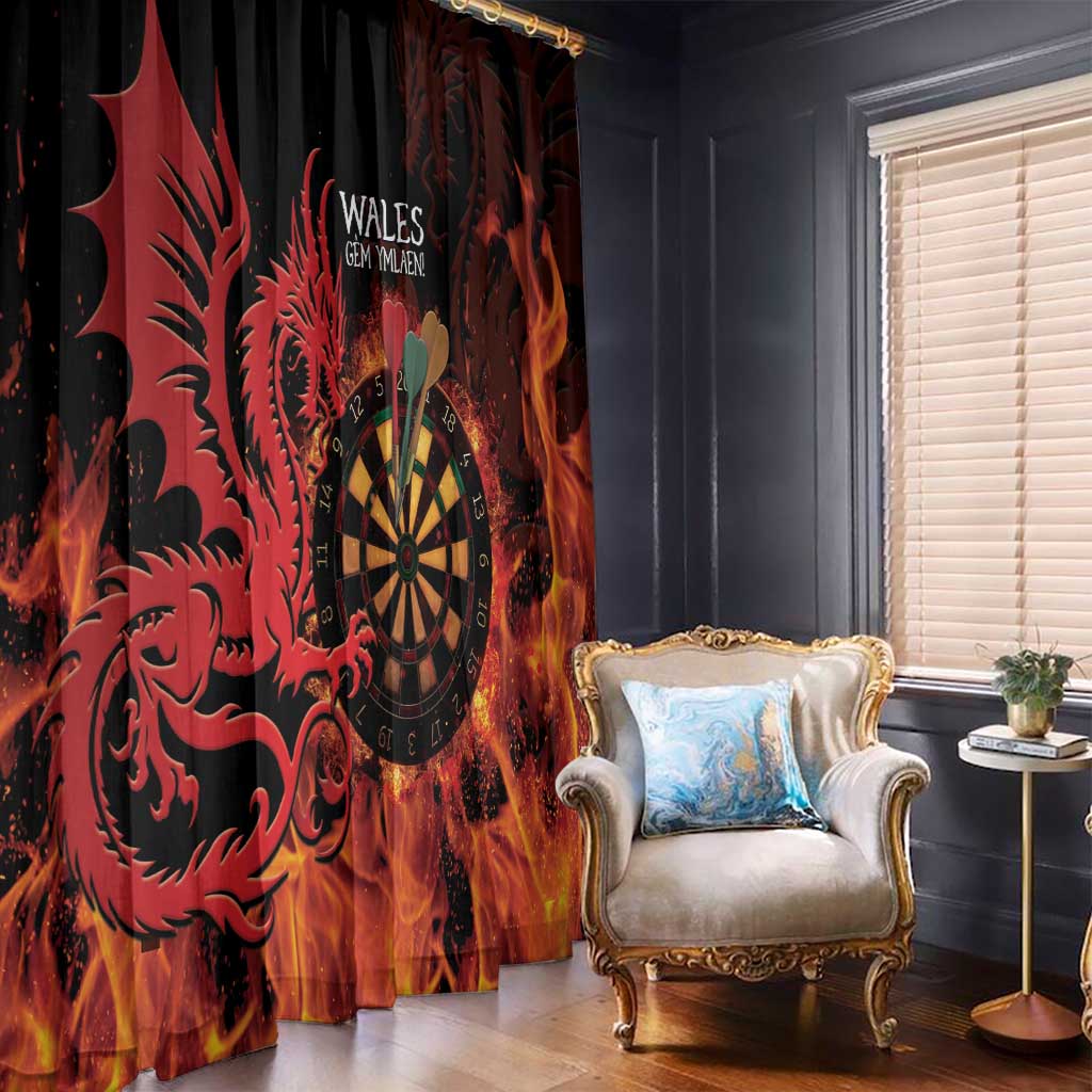 Wales Darts Window Curtain Cymru Dragon Gem Ymlaen Flaming Vibes - Wonder Print Shop