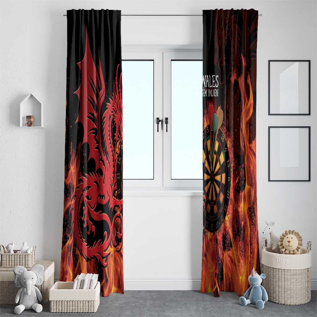Wales Darts Window Curtain Cymru Dragon Gem Ymlaen Flaming Vibes - Wonder Print Shop