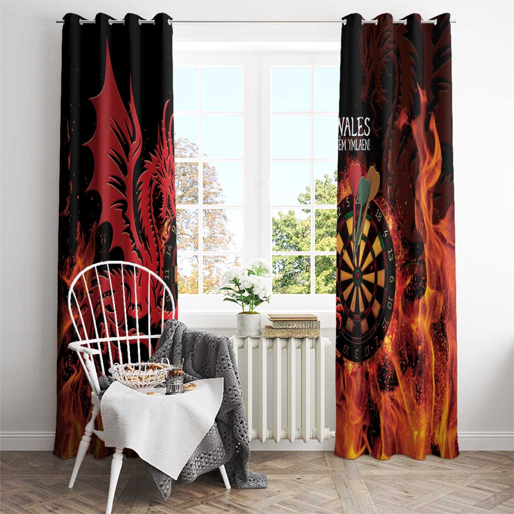 Wales Darts Window Curtain Cymru Dragon Gem Ymlaen Flaming Vibes - Wonder Print Shop