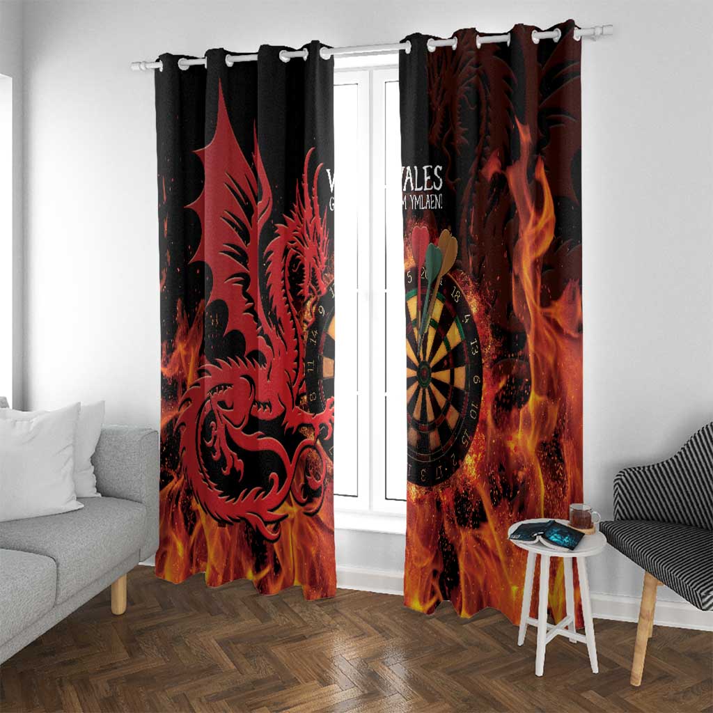 Wales Darts Window Curtain Cymru Dragon Gem Ymlaen Flaming Vibes - Wonder Print Shop