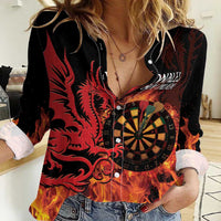 Wales Darts Women Casual Shirt Cymru Dragon Gem Ymlaen Flaming Vibes - Wonder Print Shop