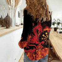 Wales Darts Women Casual Shirt Cymru Dragon Gem Ymlaen Flaming Vibes - Wonder Print Shop