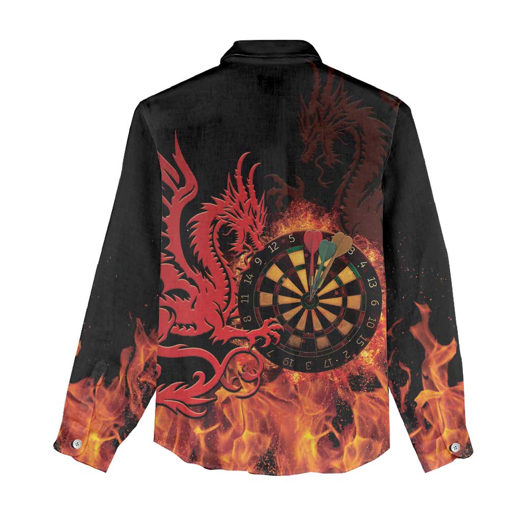Wales Darts Women Casual Shirt Cymru Dragon Gem Ymlaen Flaming Vibes - Wonder Print Shop