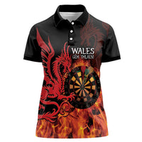 Wales Darts Women Polo Shirt Cymru Dragon Gem Ymlaen Flaming Vibes - Wonder Print Shop