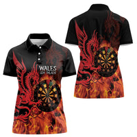 Wales Darts Women Polo Shirt Cymru Dragon Gem Ymlaen Flaming Vibes - Wonder Print Shop