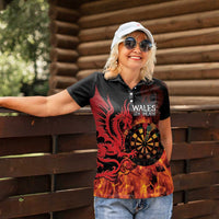 Wales Darts Women Polo Shirt Cymru Dragon Gem Ymlaen Flaming Vibes - Wonder Print Shop