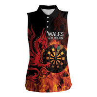 Wales Darts Women Sleeveless Polo Shirt Cymru Dragon Gem Ymlaen Flaming Vibes - Wonder Print Shop