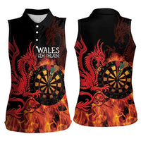 Wales Darts Women Sleeveless Polo Shirt Cymru Dragon Gem Ymlaen Flaming Vibes - Wonder Print Shop