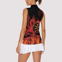 Wales Darts Women Sleeveless Polo Shirt Cymru Dragon Gem Ymlaen Flaming Vibes - Wonder Print Shop