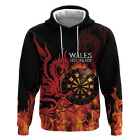 Wales Darts Zip Hoodie Cymru Dragon Gem Ymlaen Flaming Vibes - Wonder Print Shop