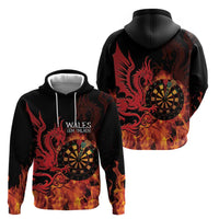 Wales Darts Zip Hoodie Cymru Dragon Gem Ymlaen Flaming Vibes - Wonder Print Shop