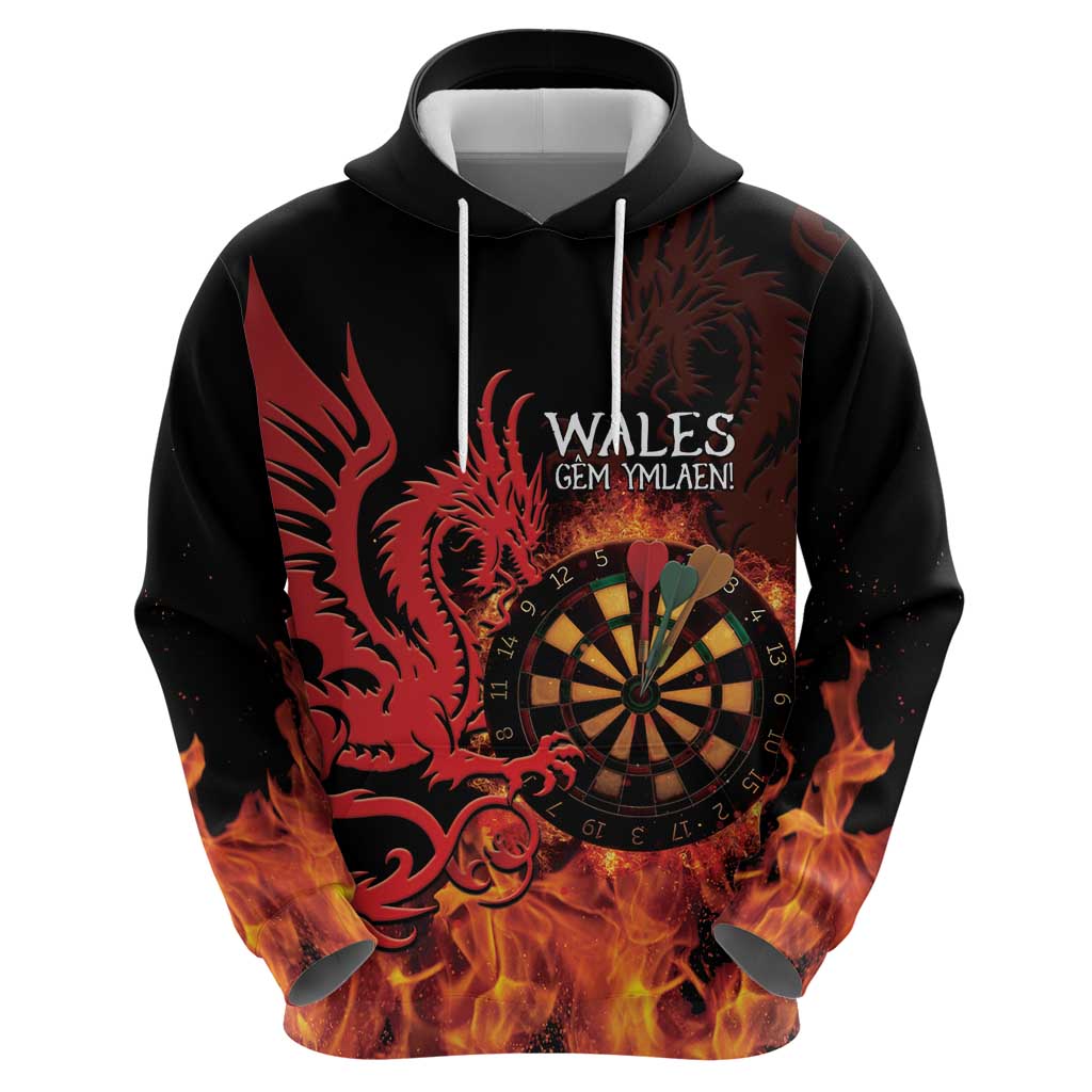 Wales Darts Zip Hoodie Cymru Dragon Gem Ymlaen Flaming Vibes - Wonder Print Shop